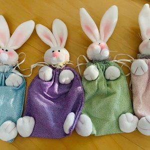 Set 4 Plush 3D Bunny Bags Easter Collection